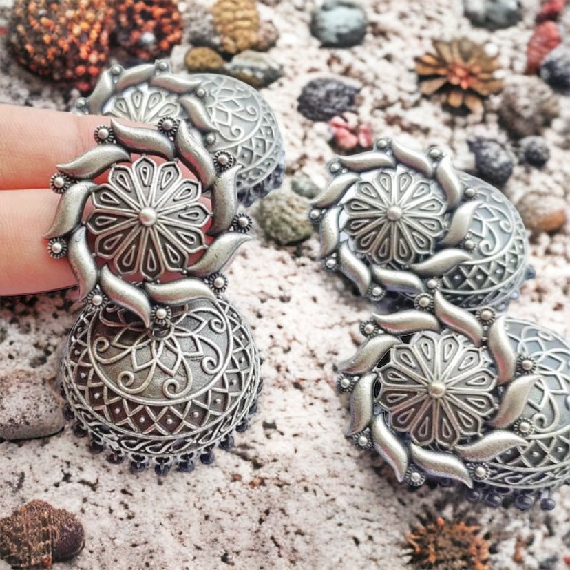 Chakra Silver Handcrafted Jhumka