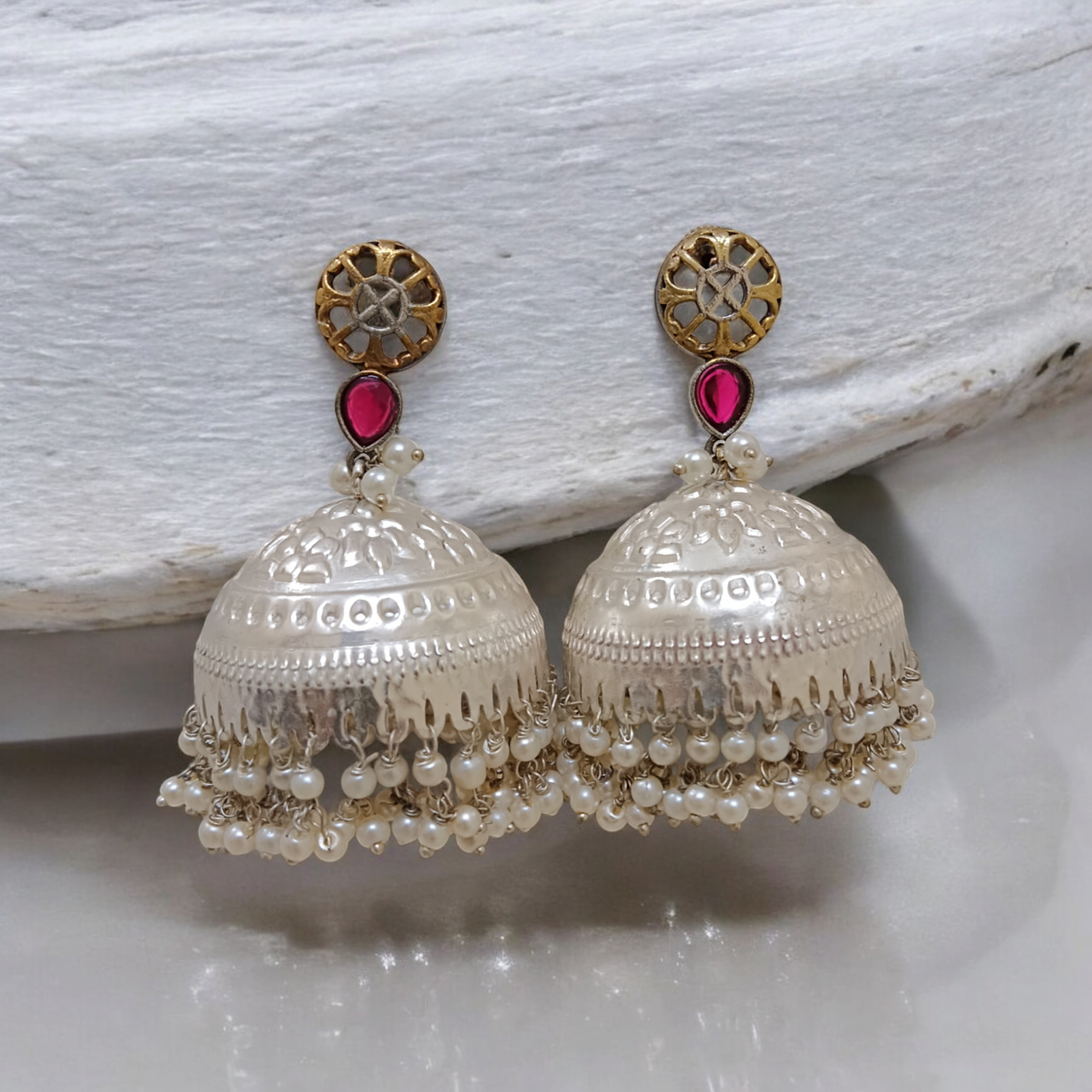 Dual Tone Silver Medium Size Jhumka