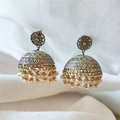 Silver Pearl Drops Medium Size Jhumka