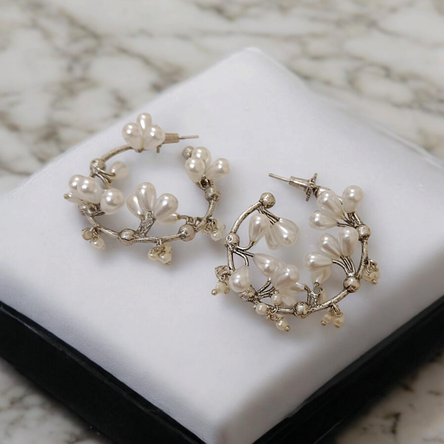 Pearl Clustered Hoop Earrings