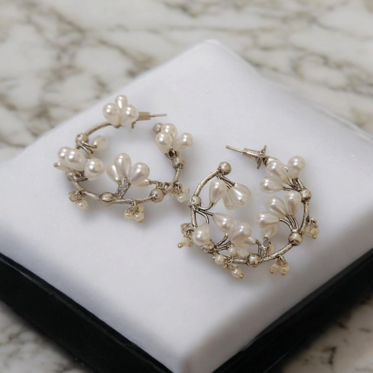 Pearl Clustered Hoop Earrings