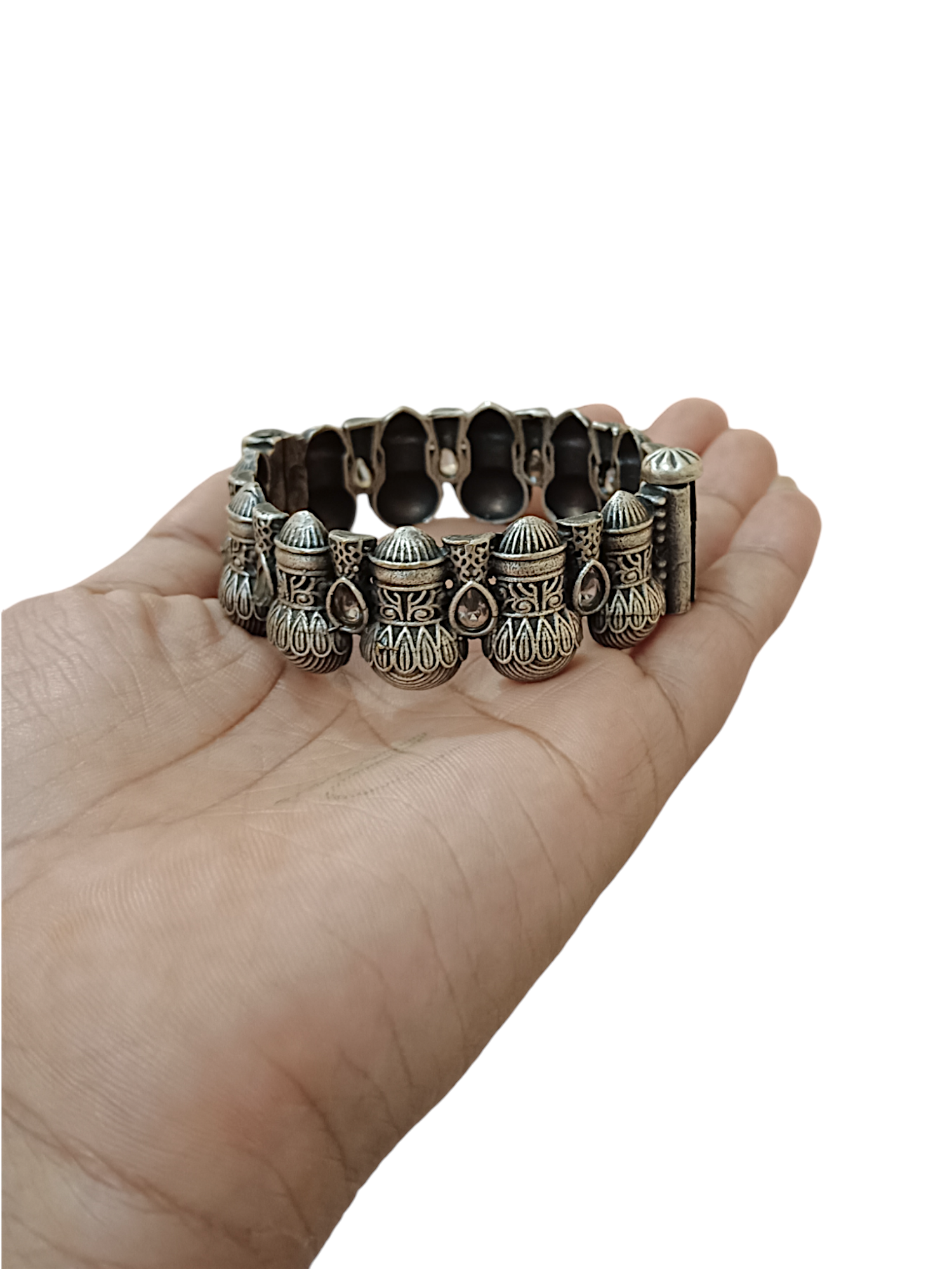 Silver Kalaash Adjustable Size Screw Bangle