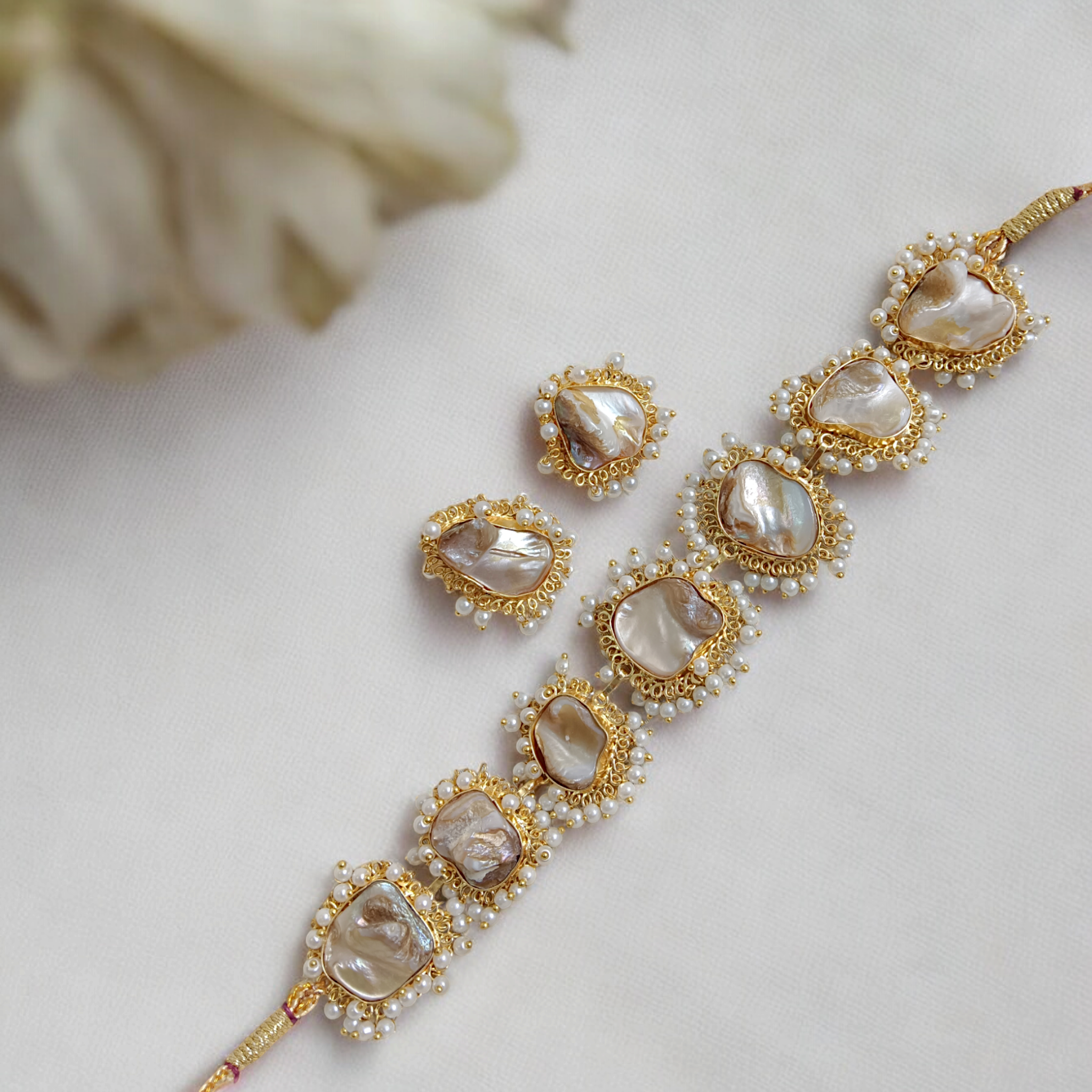 Mother of Pearl Natural Stone Neck Choker Set