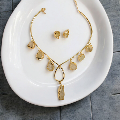 Natural Stone Husli Celebrity Style Neckpiece with earrings