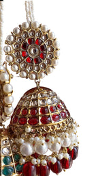 Statement "Gulshan" Oversized Jhumka with Pearl Earchain Sahara