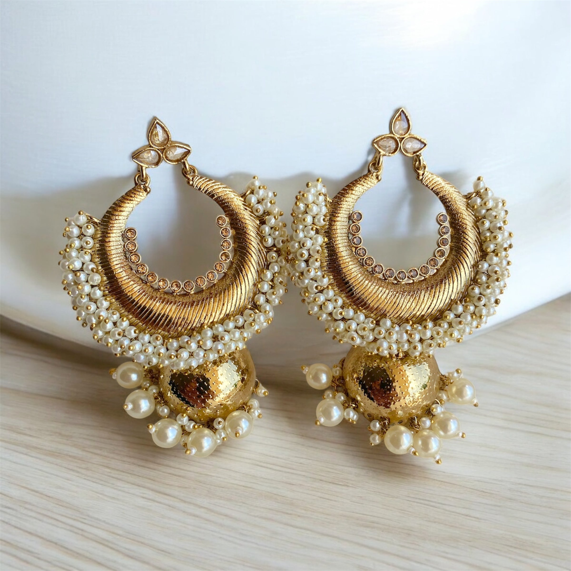 Gold Plated Pearl Cluster Jhumka