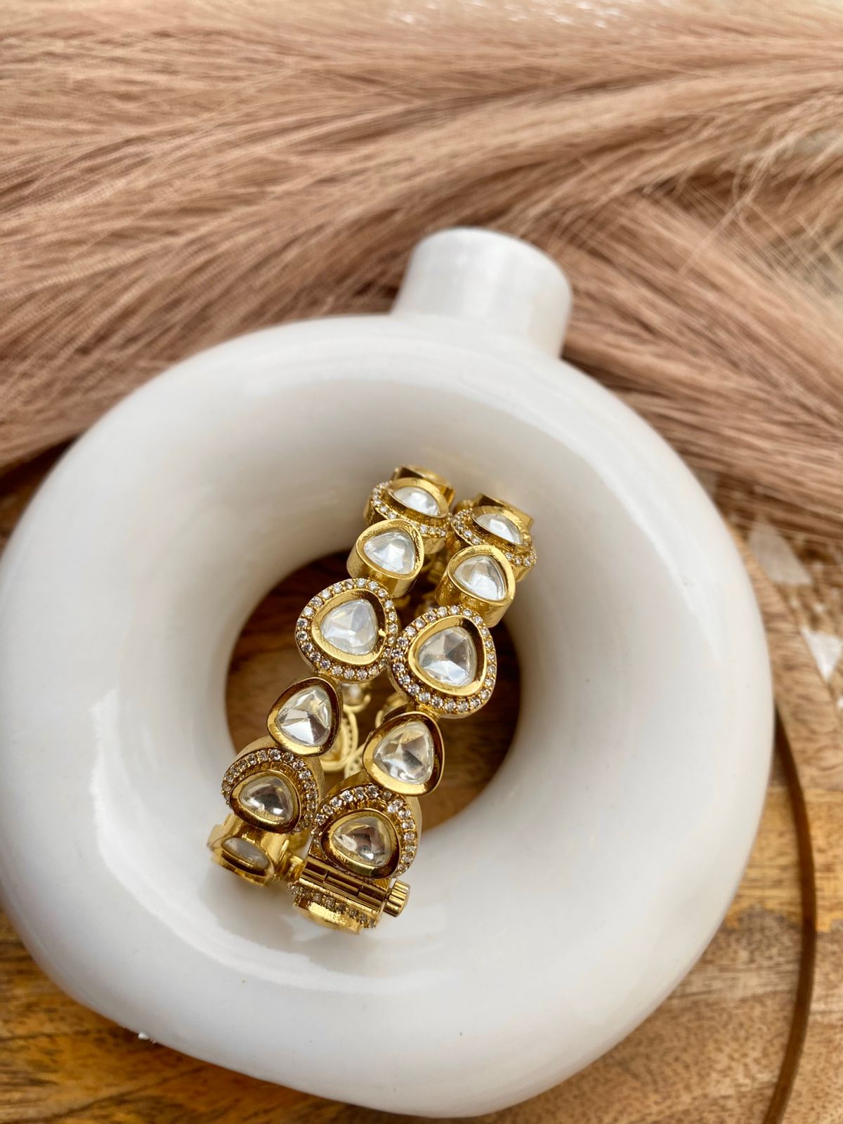 Royal Kundan  Moissanite Lockable Bangles - Single