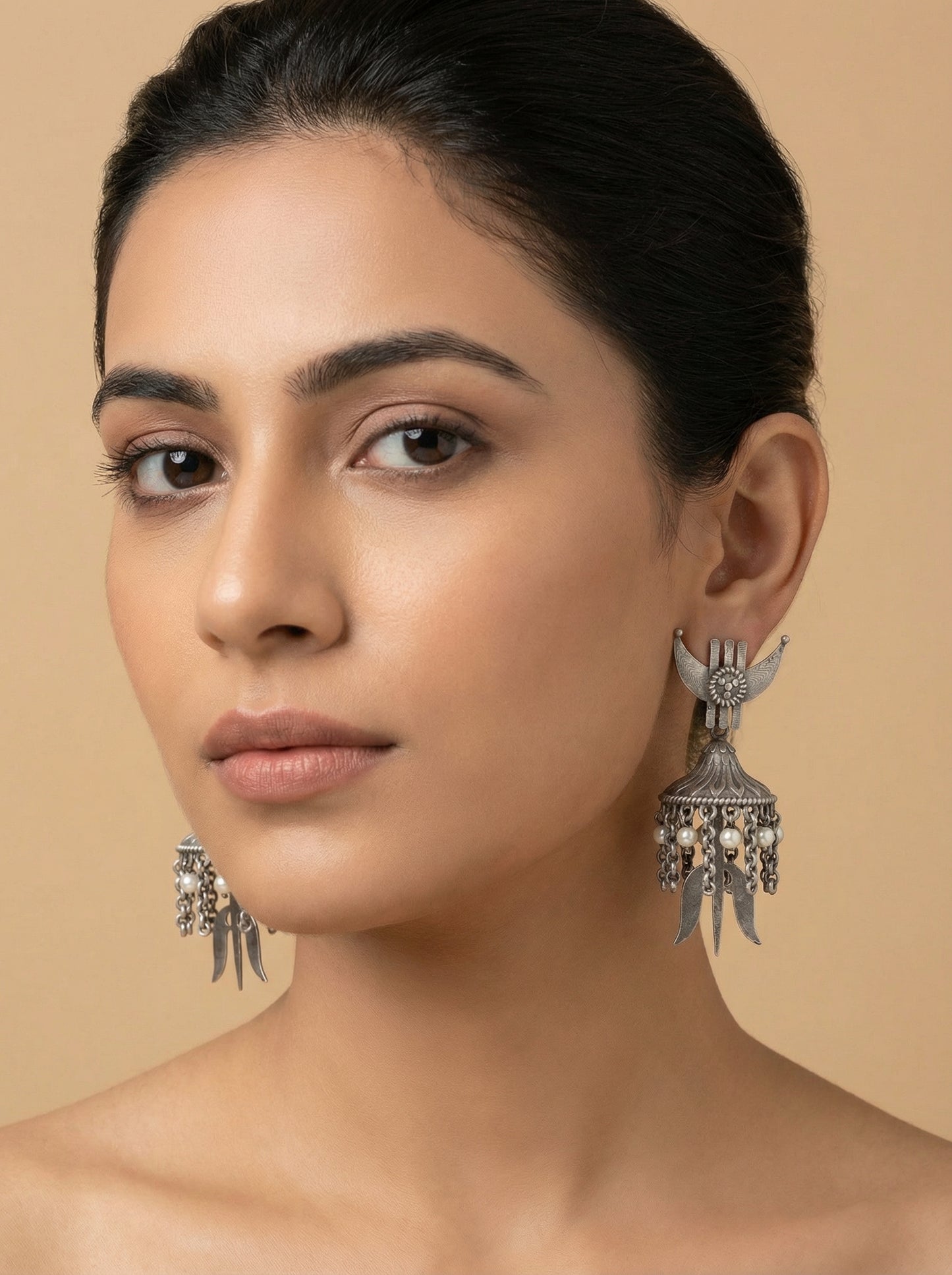 Trishul Silver Earrings - [generated by Eldor AI]
