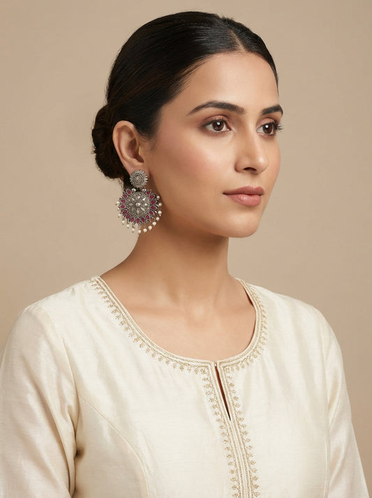 Ruby Zircon Silverlookalike Earrings - [generated by Eldor AI]