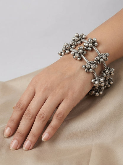 Statement "Gungaroo " Silver Bangle - Pair of 2 Bangle - [generated by Eldor AI]
