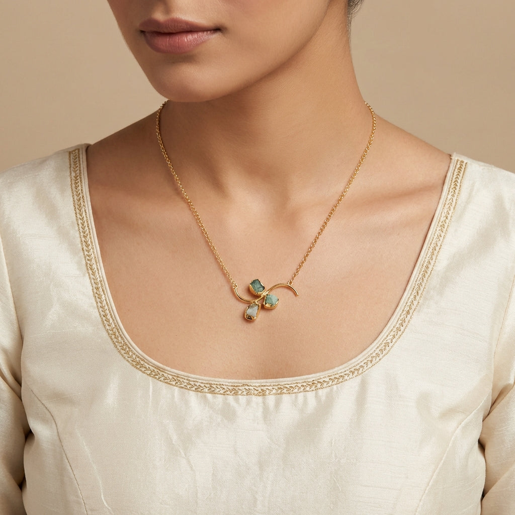 Sea Green Druzy Stone Neckpiece - [generated by Eldor AI]