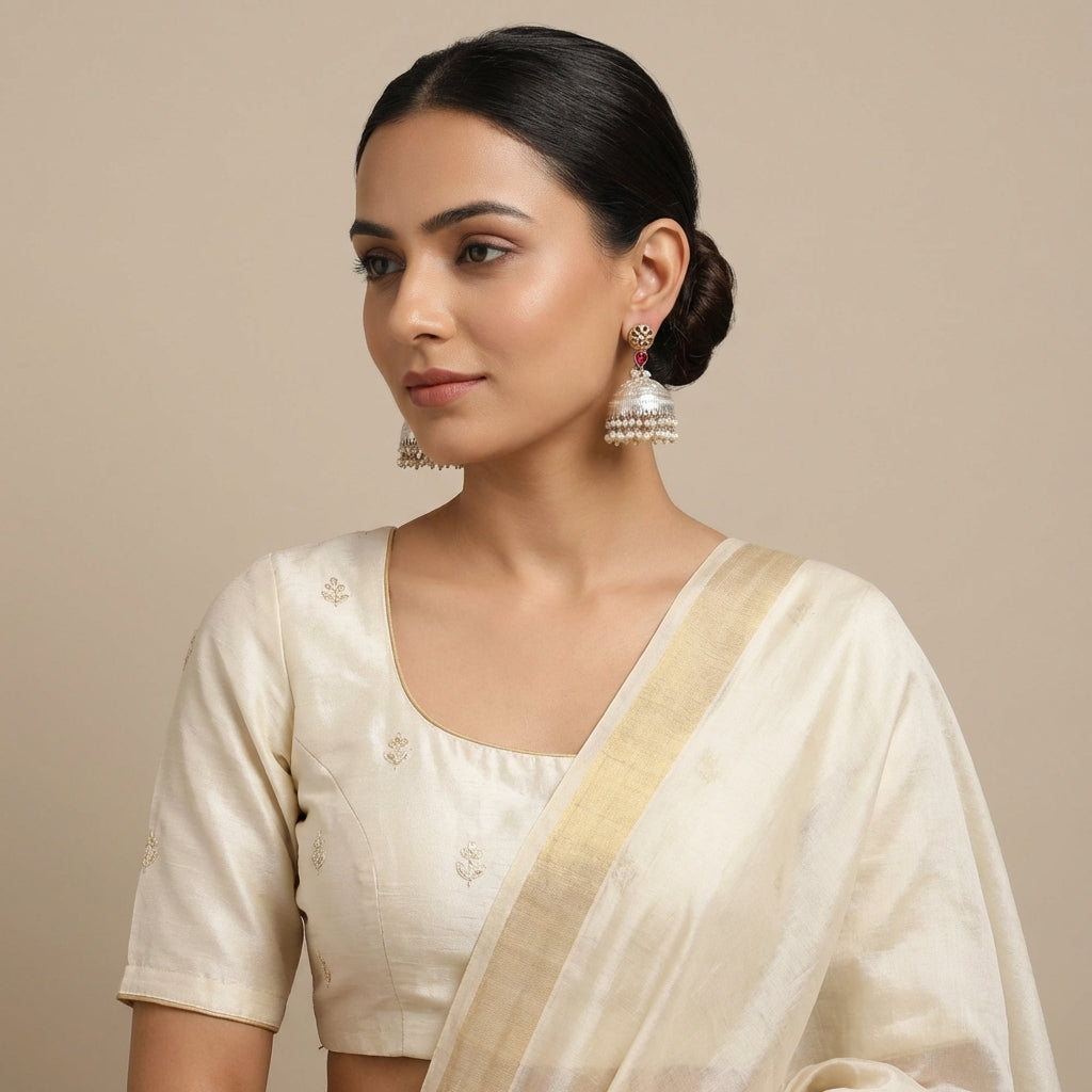 Dual Tone Silver Medium Size Jhumka - [generated by Eldor AI]