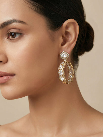 Real Moissanite Hoop Studded Earrings - [generated by Eldor AI]
