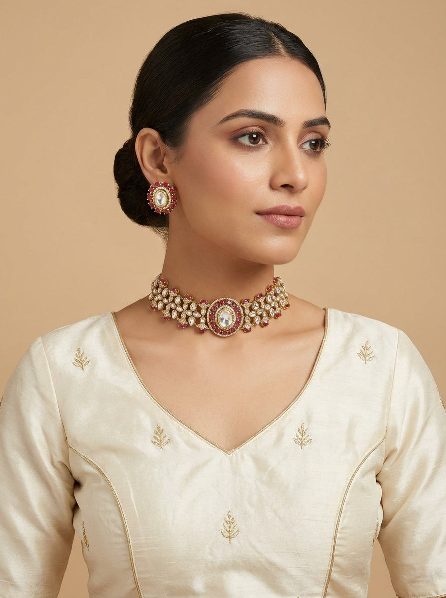Moissanite Kundan Choker Set - [generated by Eldor AI]