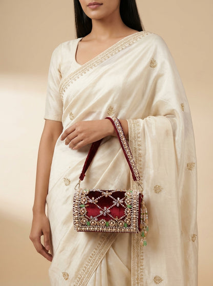 Signature Maroon Beads Luxe HandBag - [generated by Eldor AI]