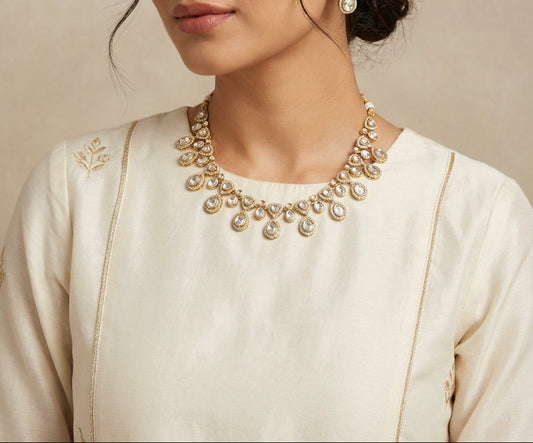 Moissanite Kundan Necklace Set - [generated by Eldor AI]