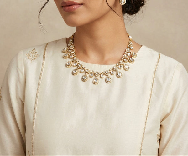 Moissanite Kundan Necklace Set - [generated by Eldor AI]