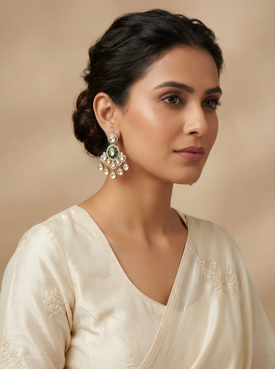 Polki Real moissanite Statment Chandbali - [generated by Eldor AI]