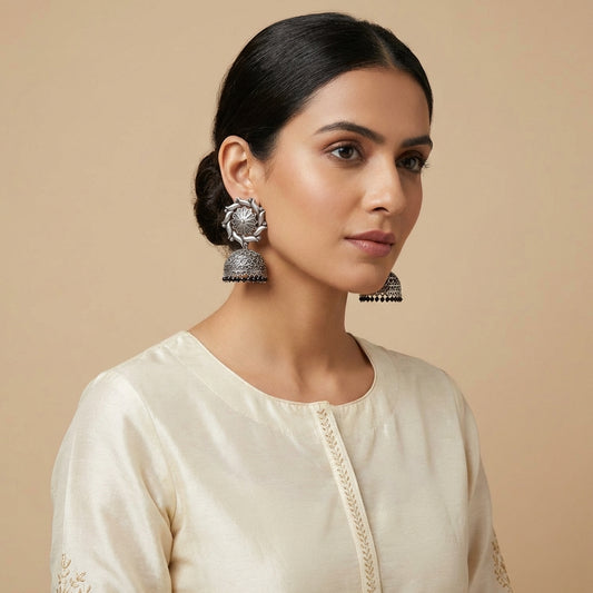 Chakra Silver Handcrafted Jhumka - [generated by Eldor AI]