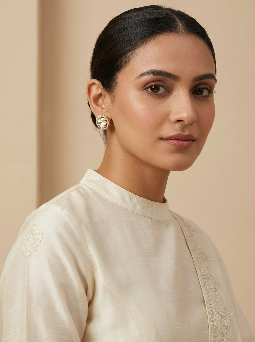 Moissanite Polki Stud Earrings - [generated by Eldor AI]