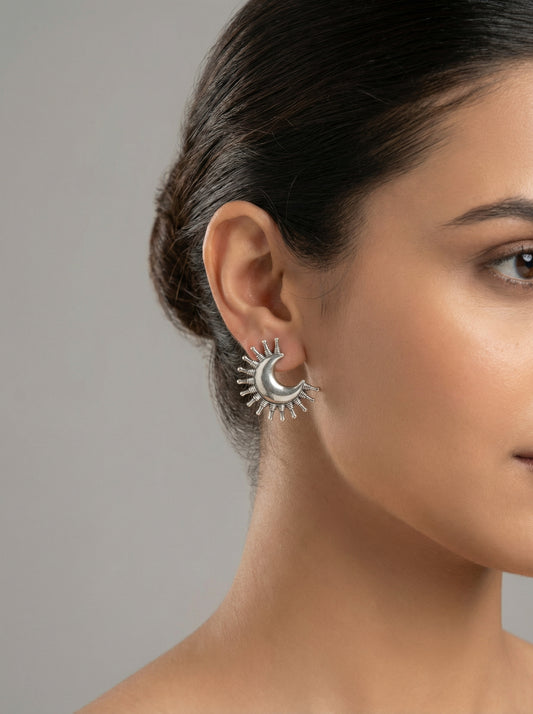 Silver Chand Stud Earrings - [generated by Eldor AI]