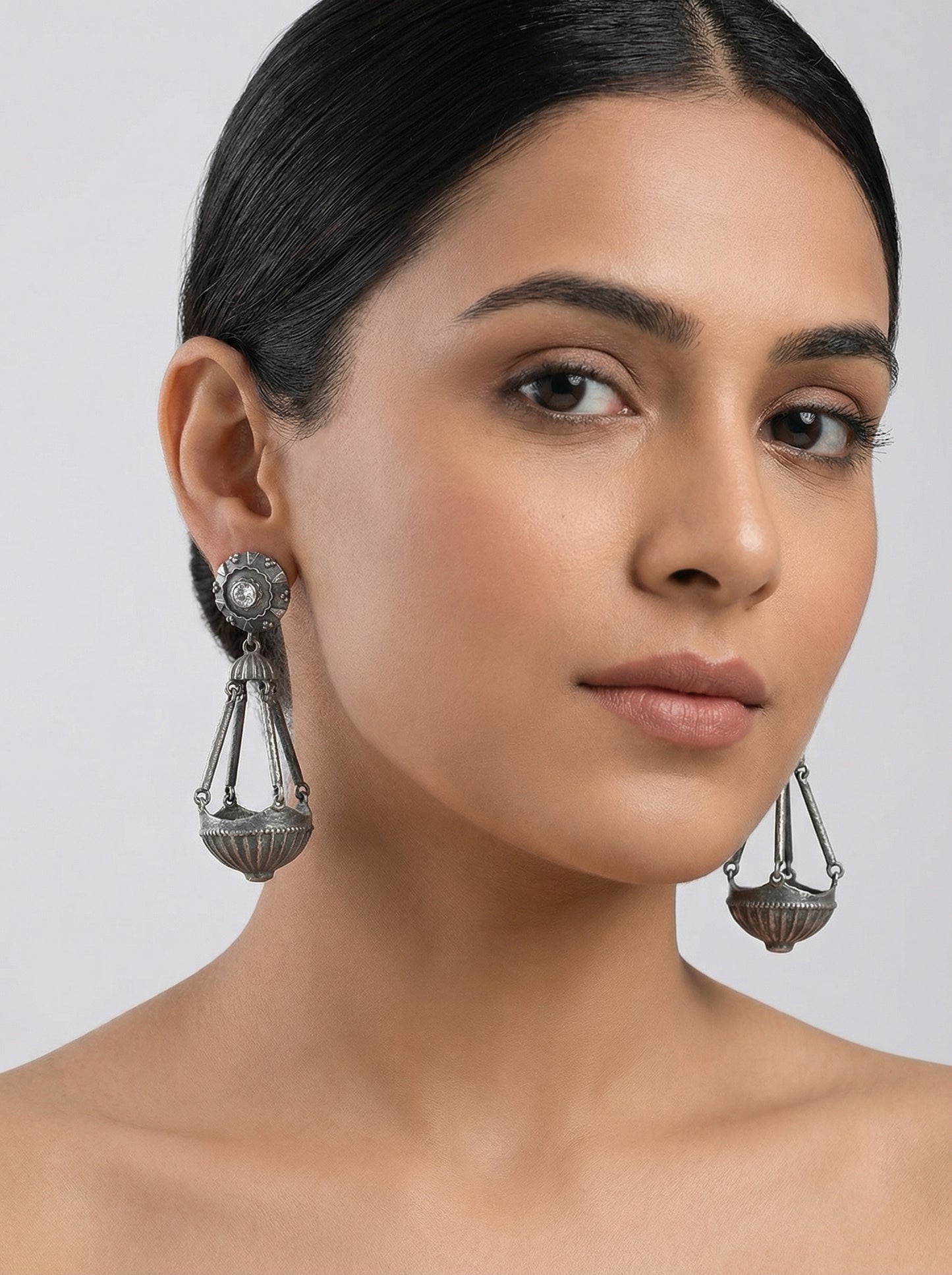 Taraazu Statement Silbver Jhumka - [generated by Eldor AI]