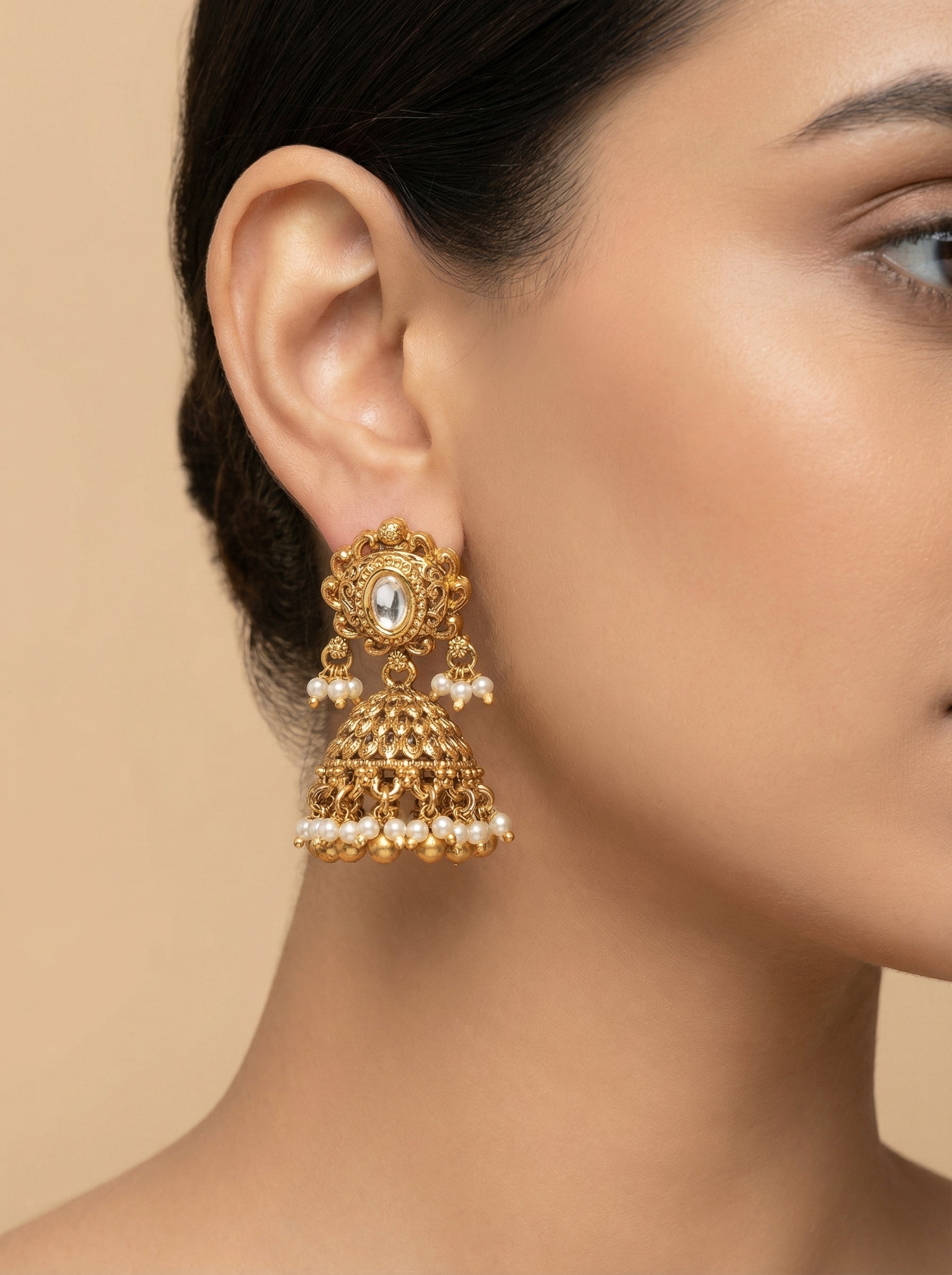 Kundan Polki Statement Jhumka - [generated by Eldor AI]