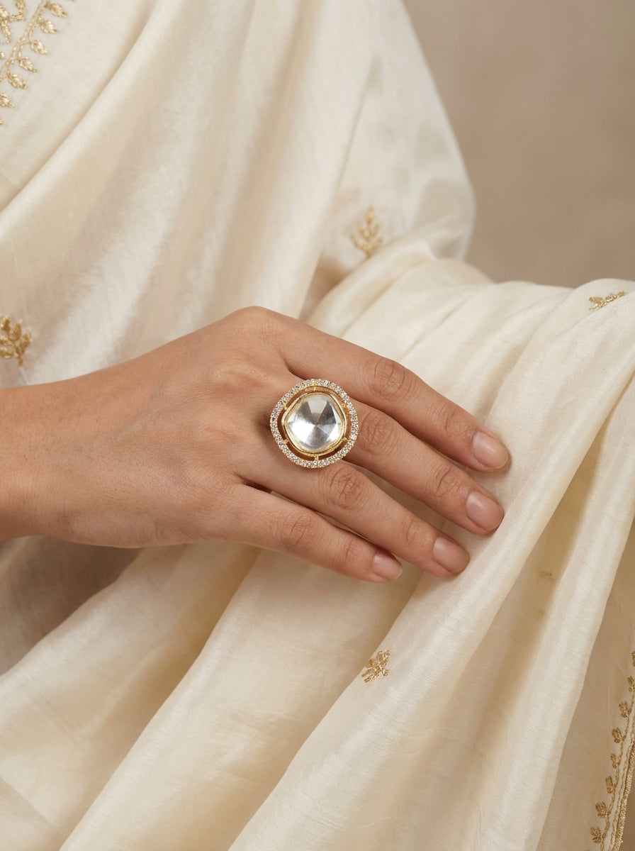 Regal Moissanite Kundan Rings - [generated by Eldor AI]