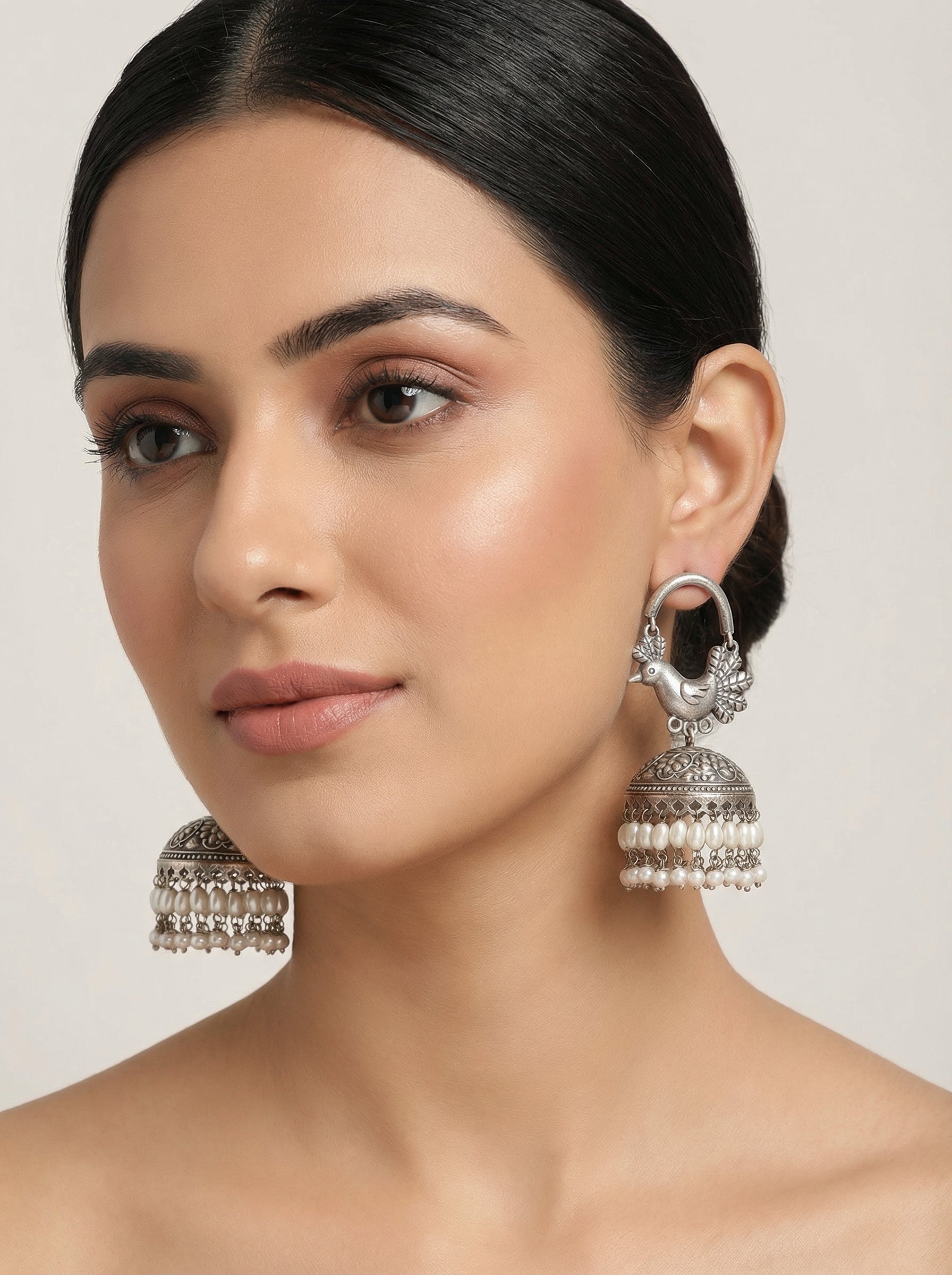 Peacock Pearl Long Jhumka - [generated by Eldor AI]