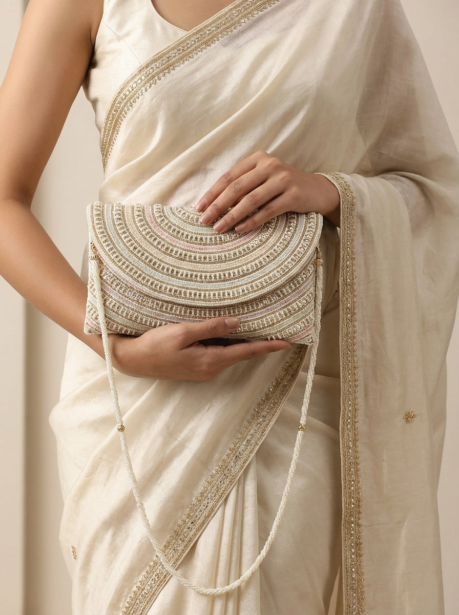 Signature  Boss Lady Complete Heavy Beads Envelope Clutch - [generated by Eldor AI]