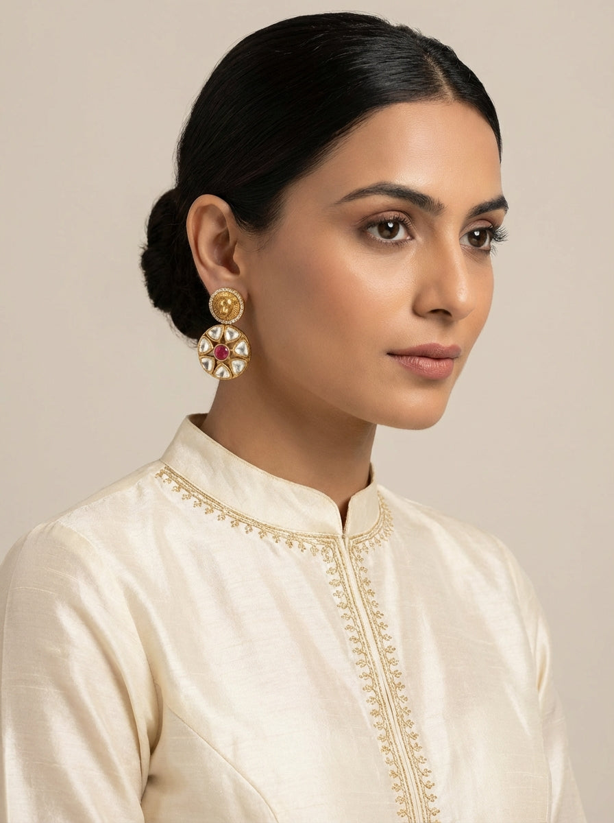 Tigress Moissanite Polki Earrings - [generated by Eldor AI]