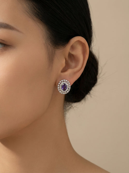 Voilet Zirconia CZ Stud Earrings - [generated by Eldor AI]