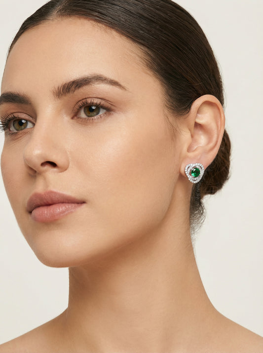 Emerald Green Zirconia CZ Studs - [generated by Eldor AI]