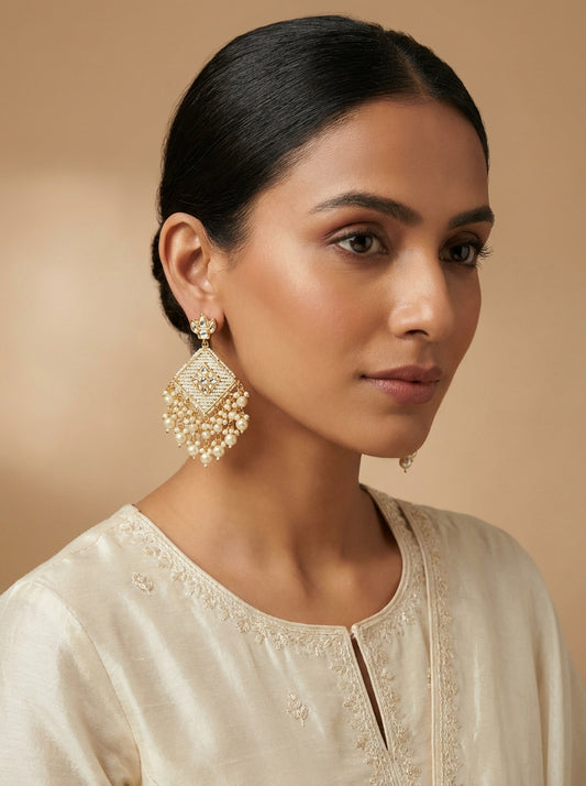 Pearl Kundan Gold-Plated Pearl Chandbali - [generated by Eldor AI]