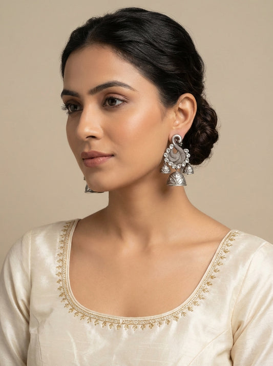 "Nagin" Silverlookalike Jhumka - [generated by Eldor AI]