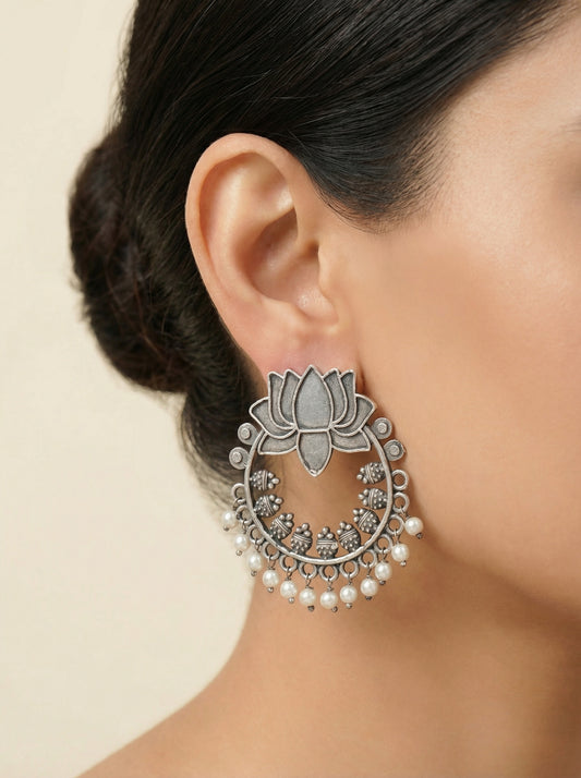 Lotus Silver Earrings - [generated by Eldor AI]