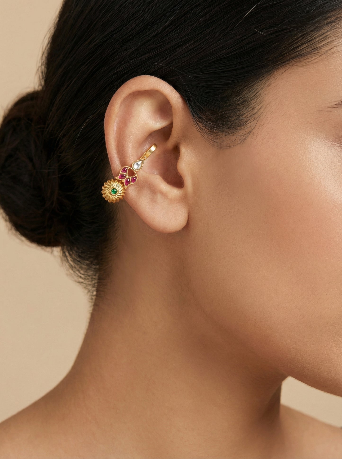 Polki Kempu Green Clip-on Bugadi Earrings - [generated by Eldor AI]