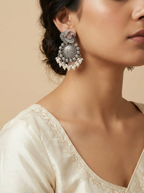 Swarn Zirconia Silverlookalike Pearl Earrings - [generated by Eldor AI]