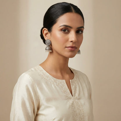 Silverlookalike Small Jhumka - [generated by Eldor AI]