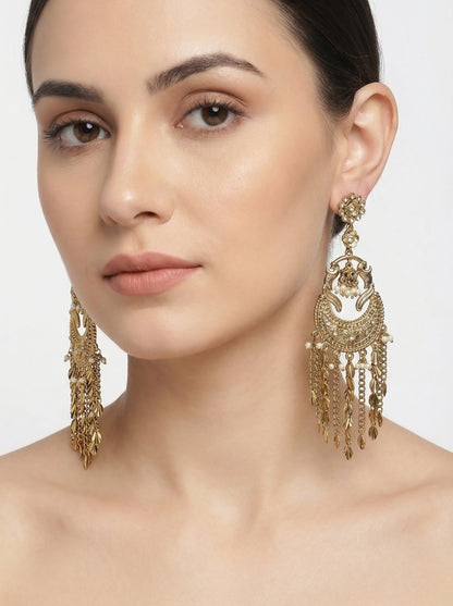 Leher Celebrity Styled Kundan Drop Long Earrings - [generated by Eldor AI]