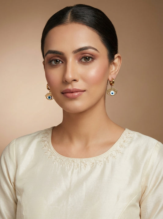 Evil Eye Anti Tarnish Gold-plated Earrings - [generated by Eldor AI]