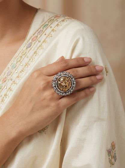 Statement Tigeress American Diamond Medium Adjustable Size Ring - [generated by Eldor AI]