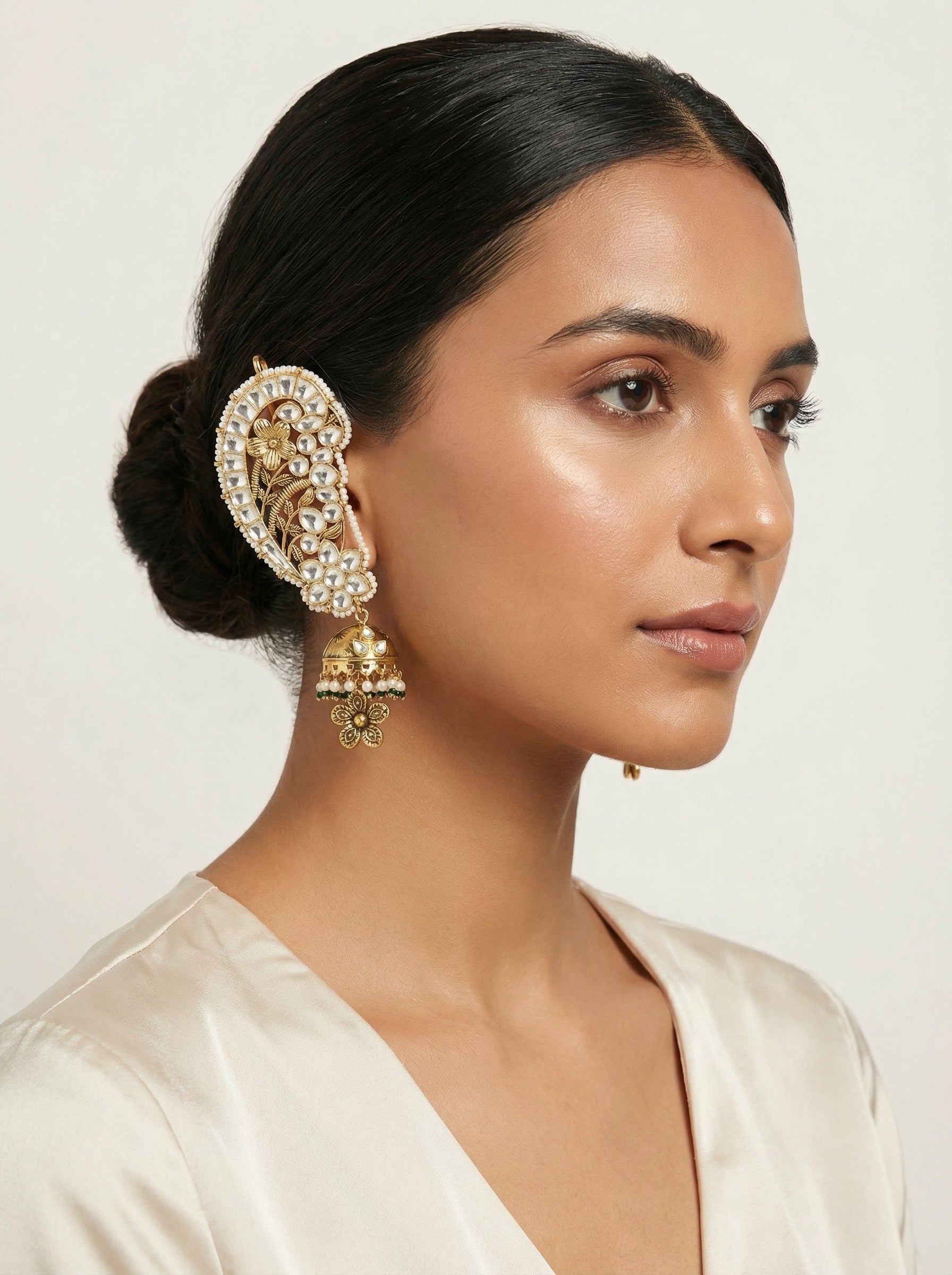 Original Statement Paachi kundan Oversized Ear-cuff Earrings - [generated by Eldor AI]