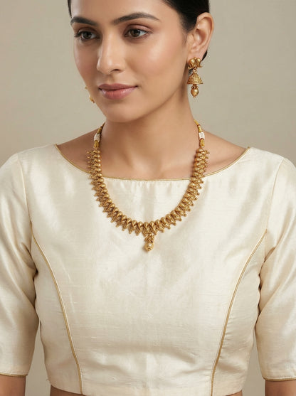 Gold- Plated Pure Brass Sleek Necklace set - [generated by Eldor AI]