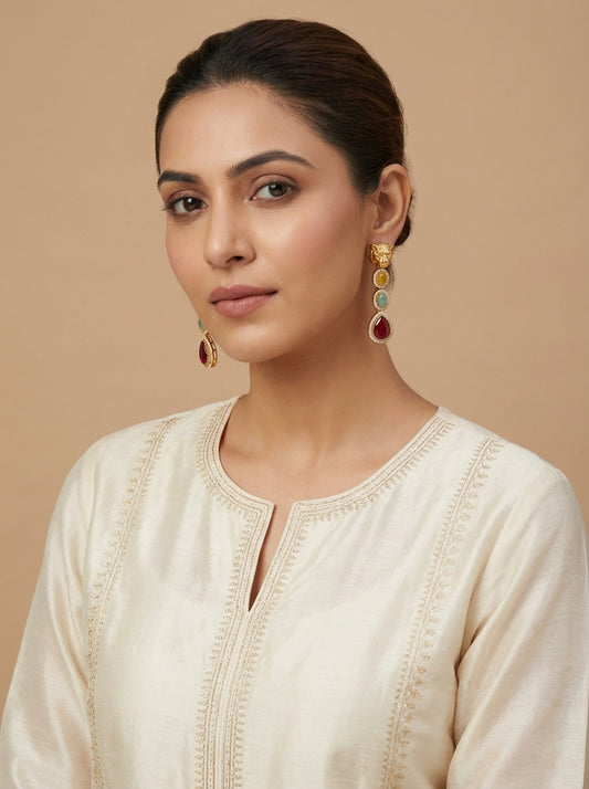 Tigress Triplet Stoned Statement Earrings - [generated by Eldor AI]