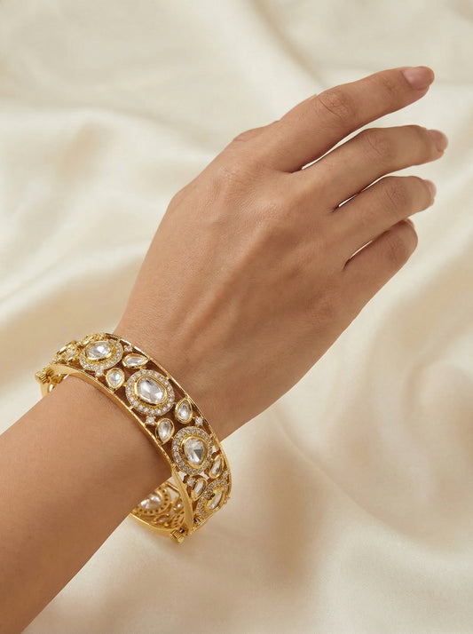 Signature Moissanite Kundan Openable Bangles - Single - [generated by Eldor AI]