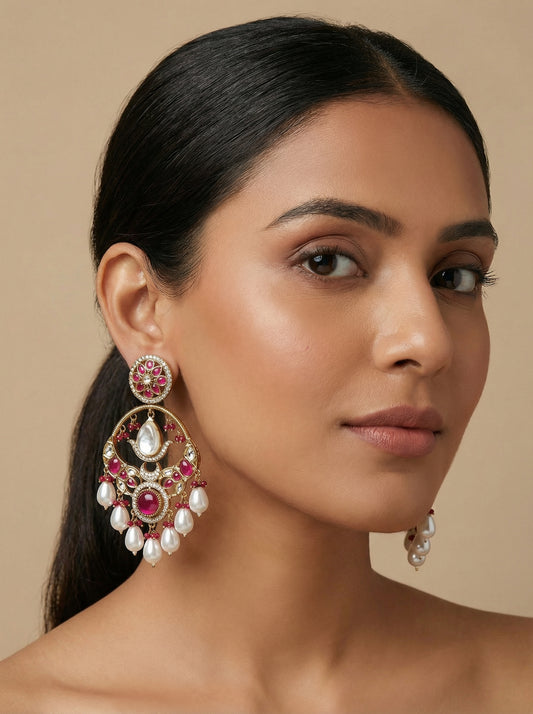 "Gulmohar" Pearl Chandbali - [generated by Eldor AI]