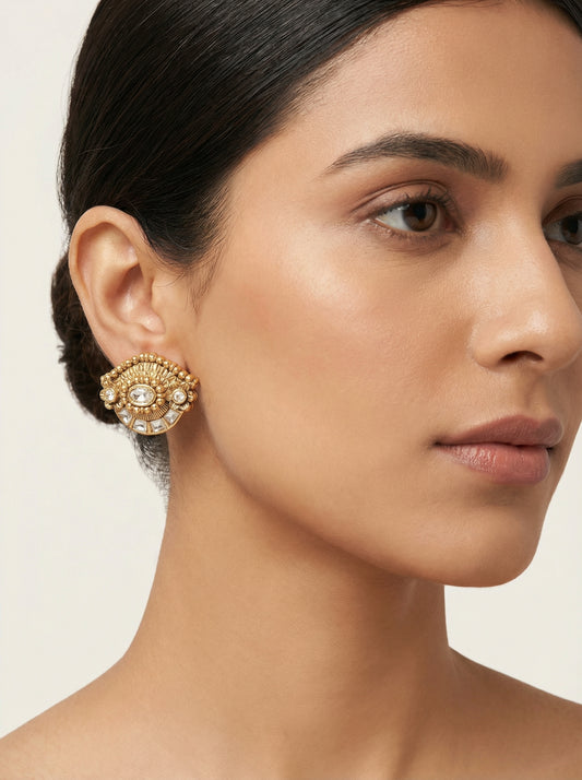 Kundan Polki Eye Stud Earrings - [generated by Eldor AI]