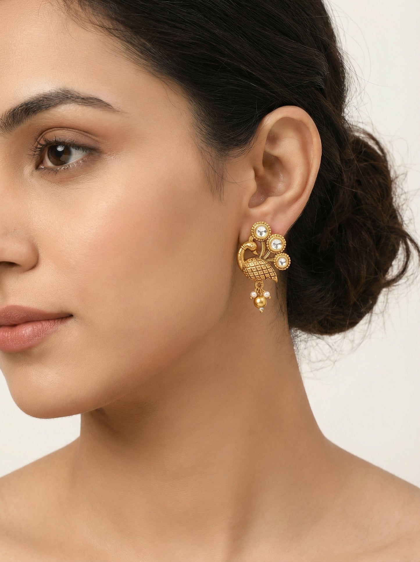 Peacock Kundan Polki  Antique Earrings - [generated by Eldor AI]