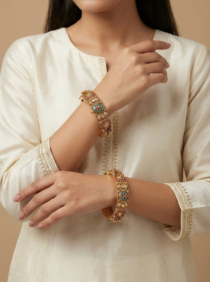 Signature Rajwada Royal Antique Bangles -Pair - [generated by Eldor AI]